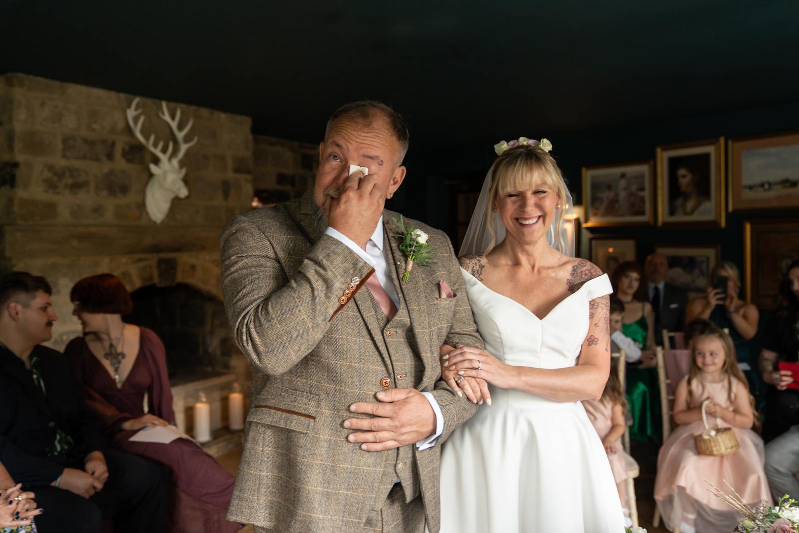 An emotional moment during Chris and Mandy's vows