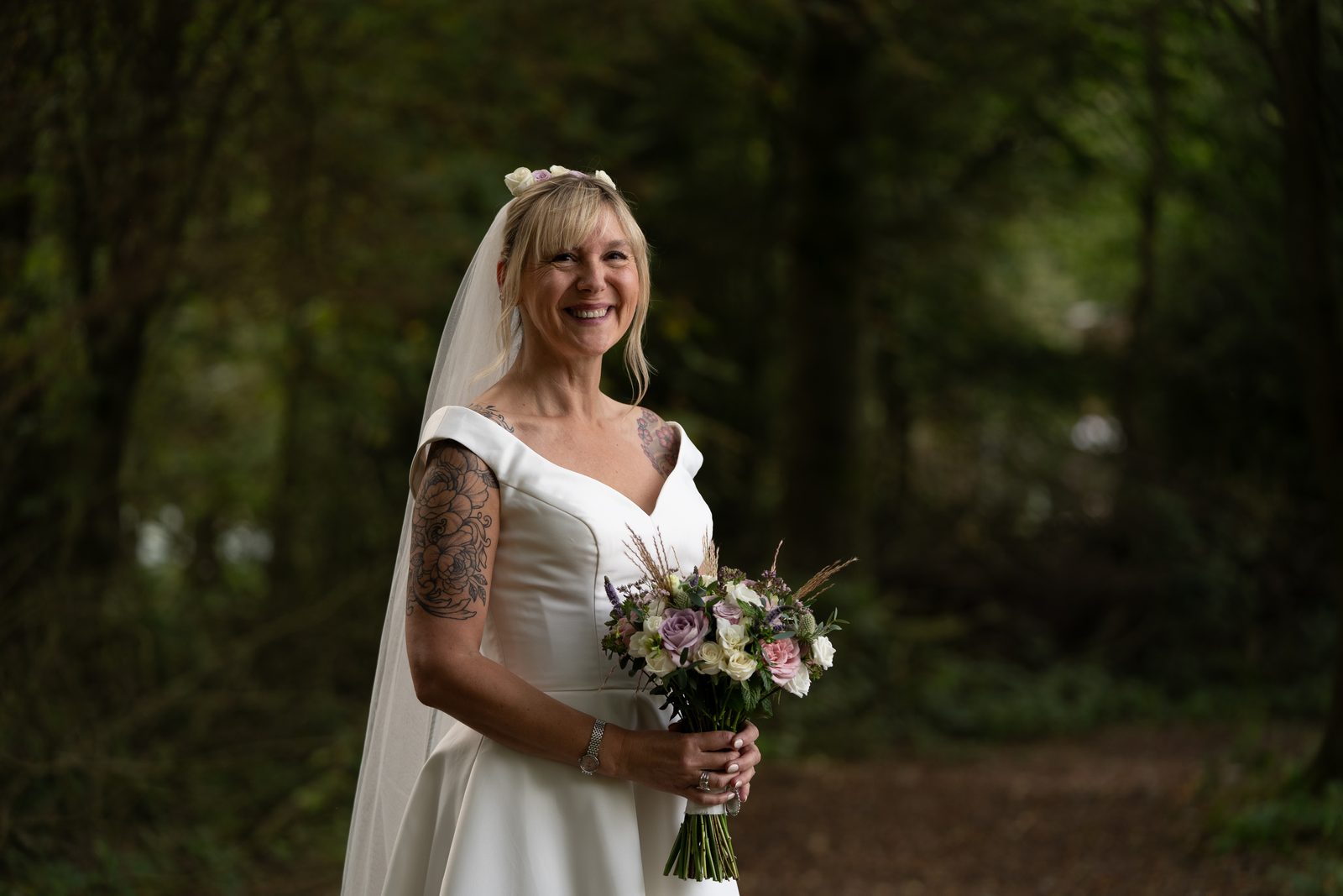 Portrait of Mandy, the bride, at Chevin Country House
